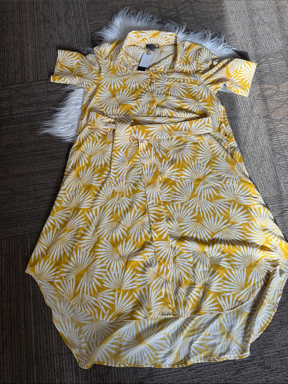 Gracia Yellow and White High-Low Dress